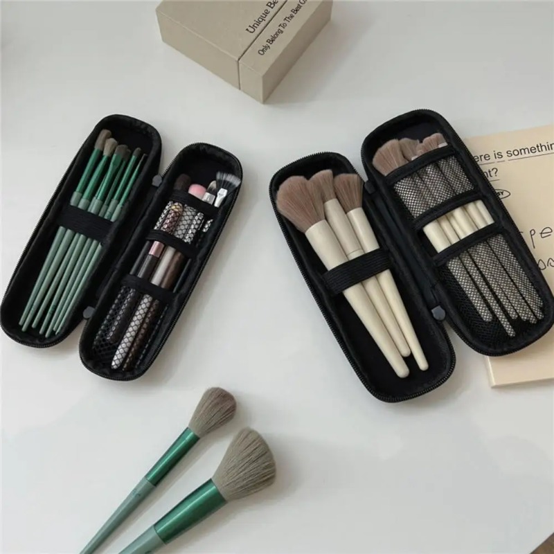Beauty Makeup Women - 1pc 黒化粧品バッグ防水ダブルジッパー化粧ブラシケース女性の保存袋ポータブル旅行ブラシホルダーメイクアップケース