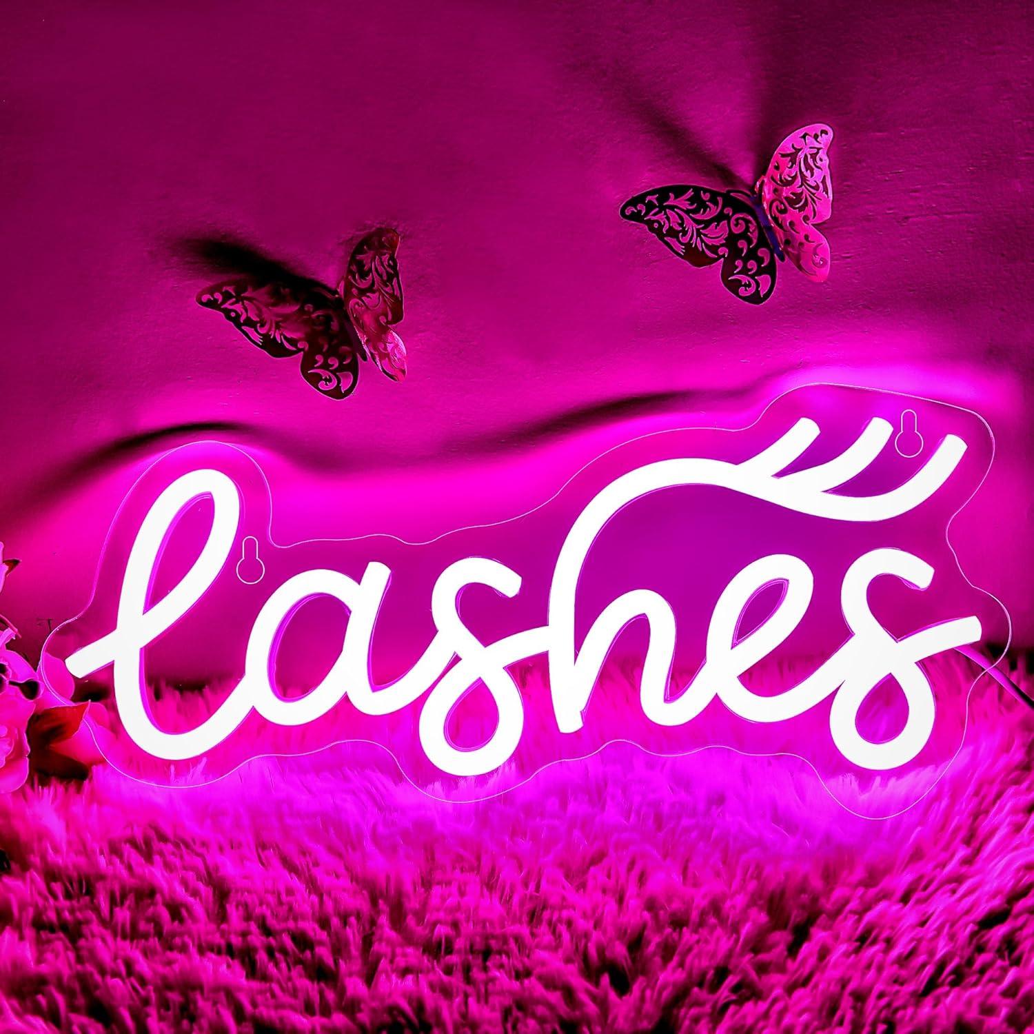 「Lashes」のネオンサイン。女性向けのテキスト入りLED - Beauty No Makeup のレビューと価格