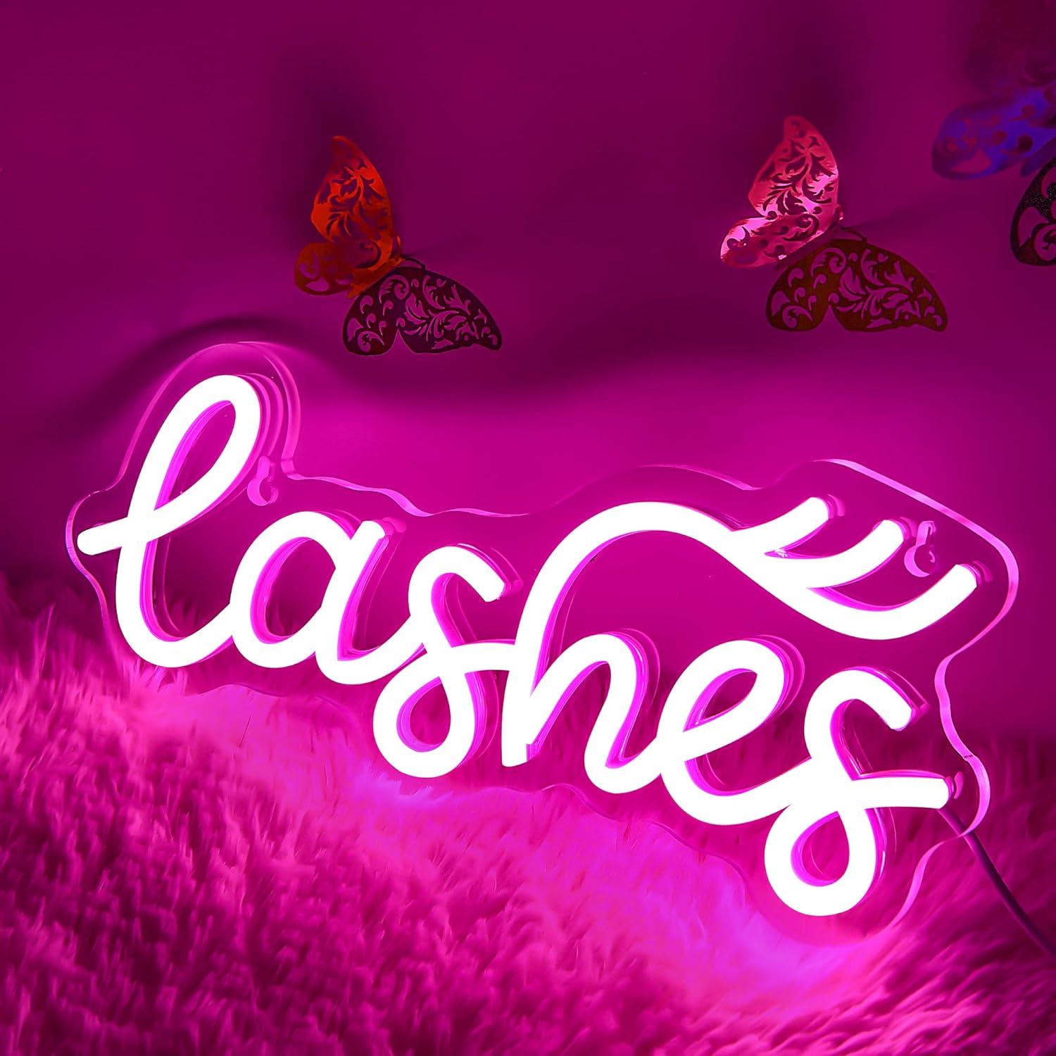 「Lashes」のネオンサイン。女性向けのテキスト入りLED - Beauty No Makeup のレビューと価格
