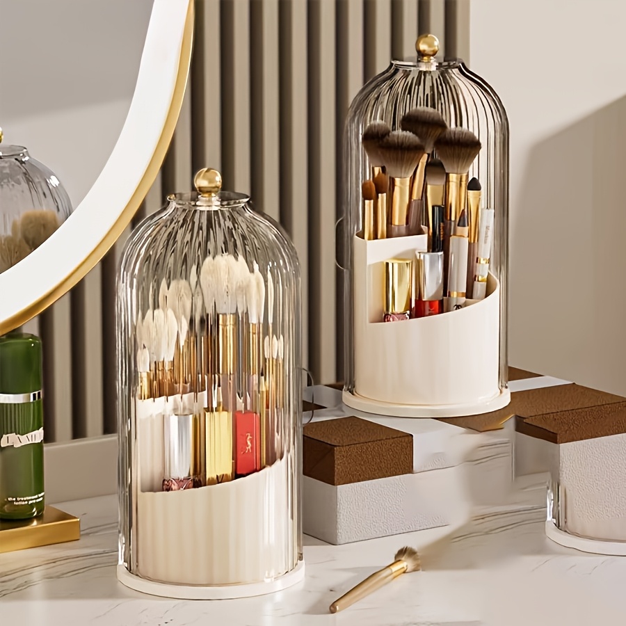 5点セット、360度回転式防塵美容収納ラック、透明な縦縞トッ - Beauty Makeup Vanity Set のレビューと価格